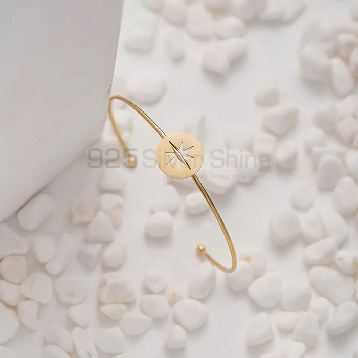 Handmade Star Cut Cuff Bangle Bracelet In Sterling Silver STMR468_1