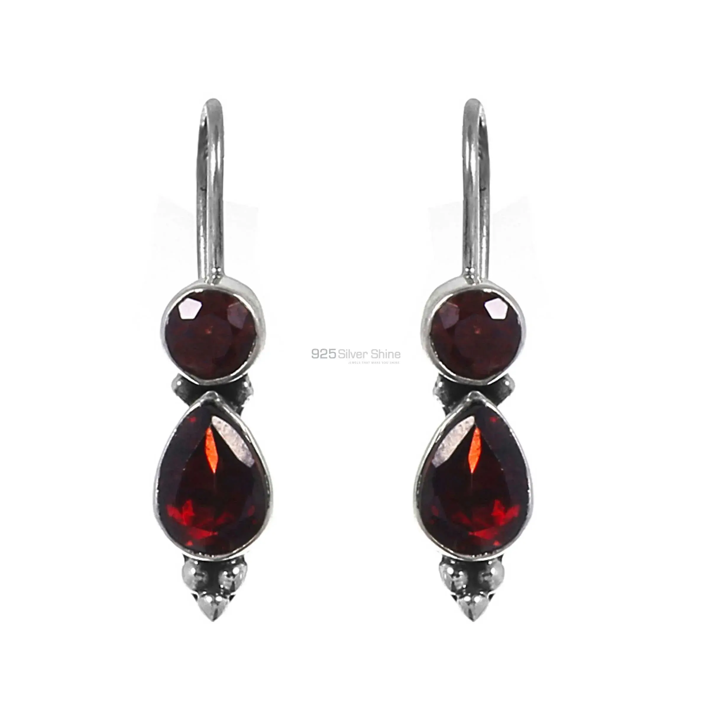 Handmade Sterling Silver Earring In 925 Garnet Gemstone Jewelry 925SE197_1