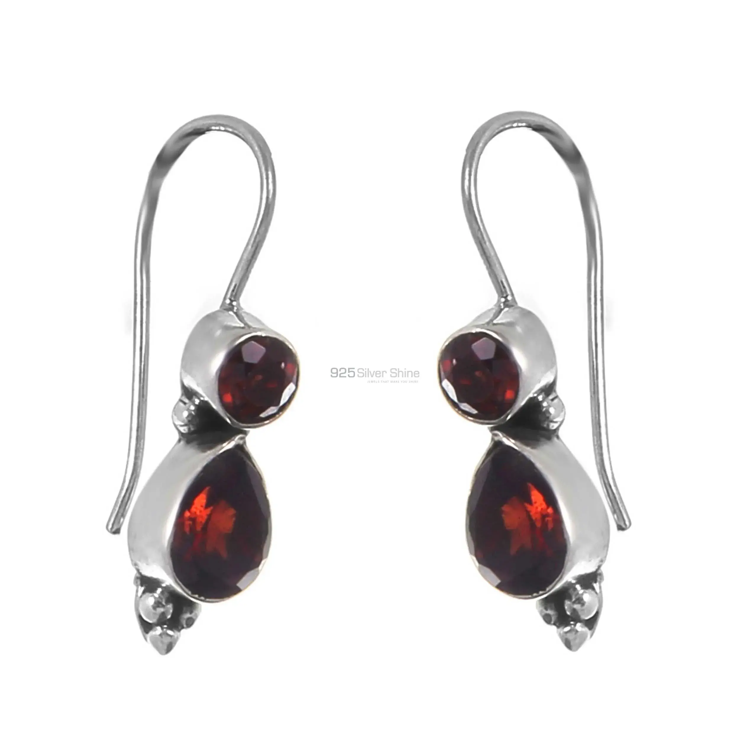 Handmade Sterling Silver Earring In 925 Garnet Gemstone Jewelry 925SE197_2