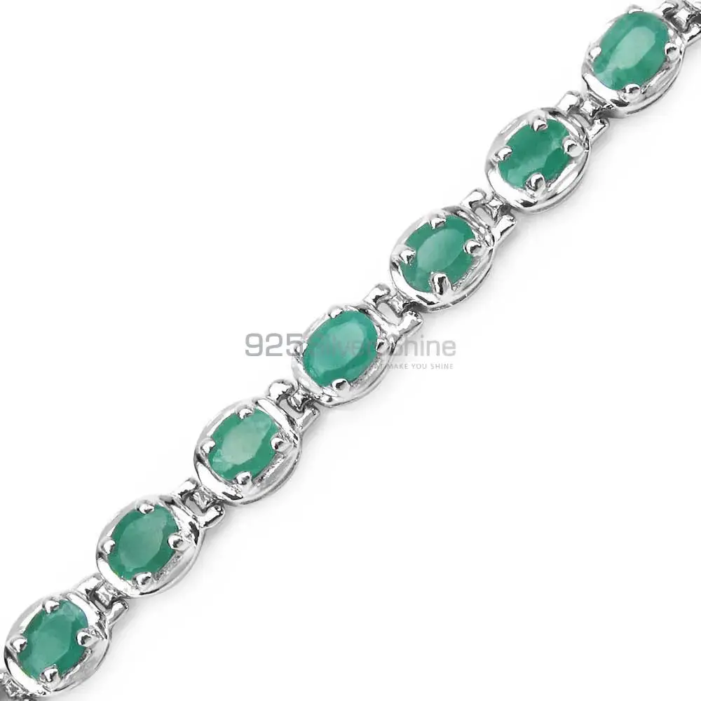 Handmade Sterling Silver Tennis Bracelets in Green Onyx Gemstone 925SB157