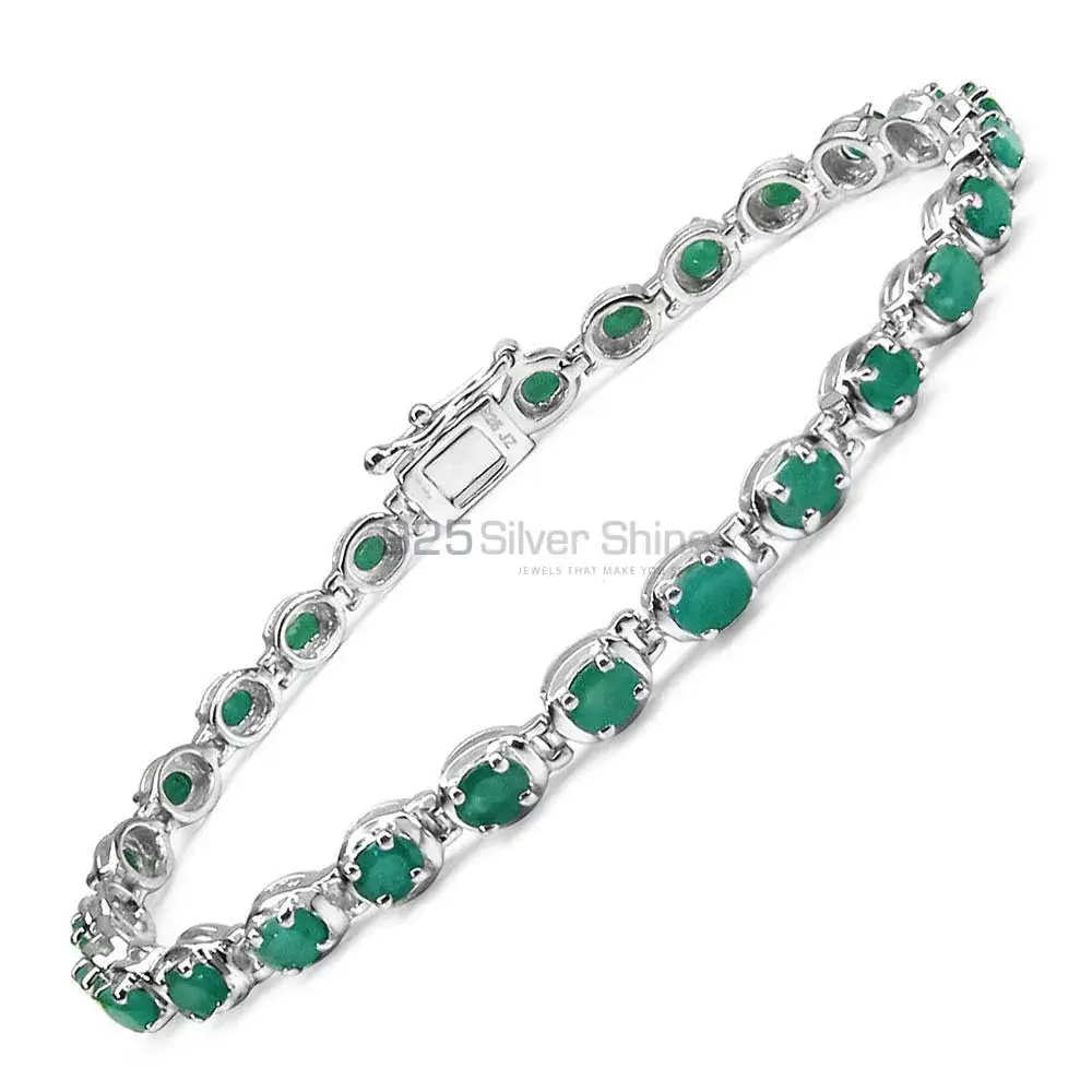 Handmade Sterling Silver Tennis Bracelets in Green Onyx Gemstone 925SB157_0