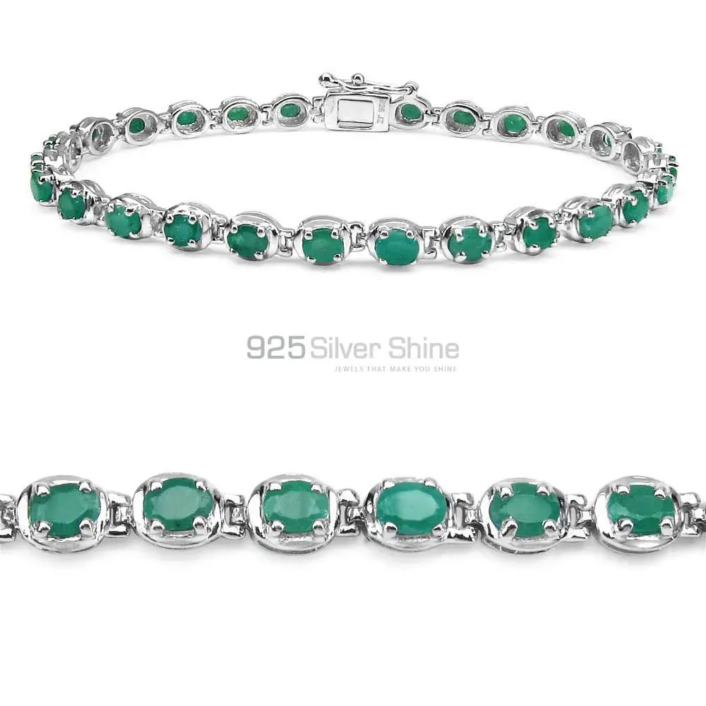 Handmade Sterling Silver Tennis Bracelets in Green Onyx Gemstone 925SB157_1