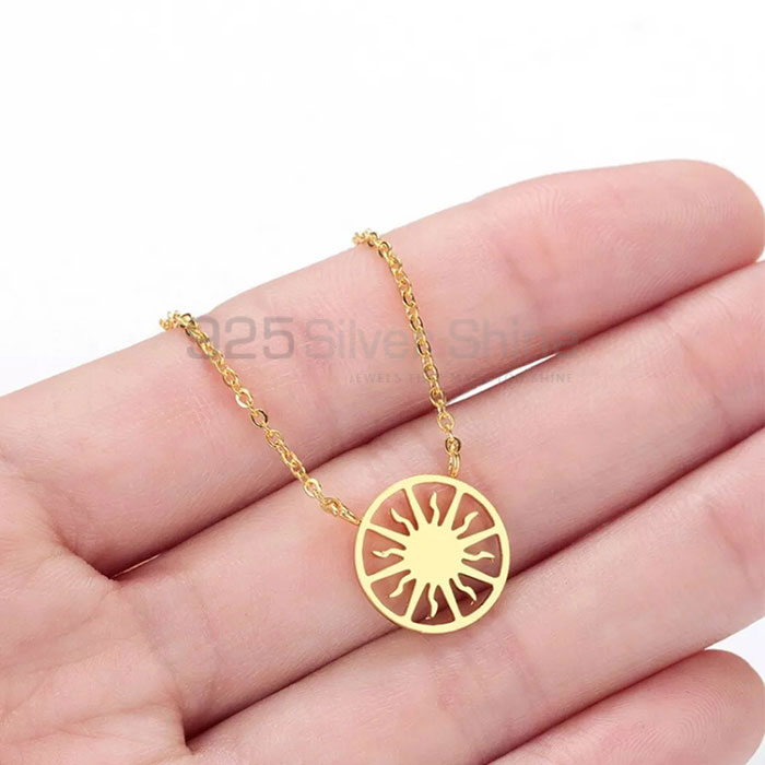 Handmade Sun Flower Sterling Silver Charm Necklace MOMN394_1