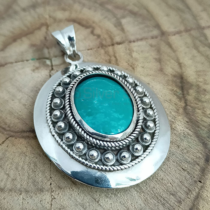 Handmade Turquoise Gemstone Pendant In Sterling Silver 925NSP28_0