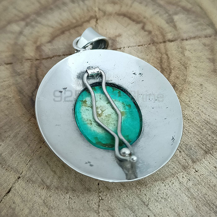 Handmade Turquoise Gemstone Pendant In Sterling Silver 925NSP28_1