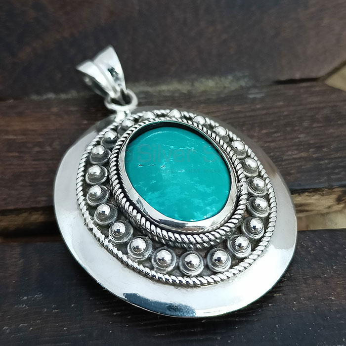 Handmade Turquoise Gemstone Pendant In Sterling Silver 925NSP28_2