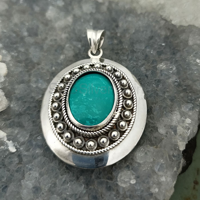 Handmade Turquoise Gemstone Pendant In Sterling Silver 925NSP28_3