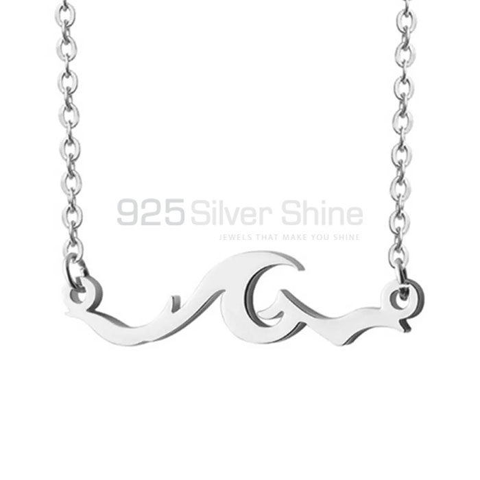 Handmade Water Wave Charm Necklace In 925 Sterling Silver WWMN639