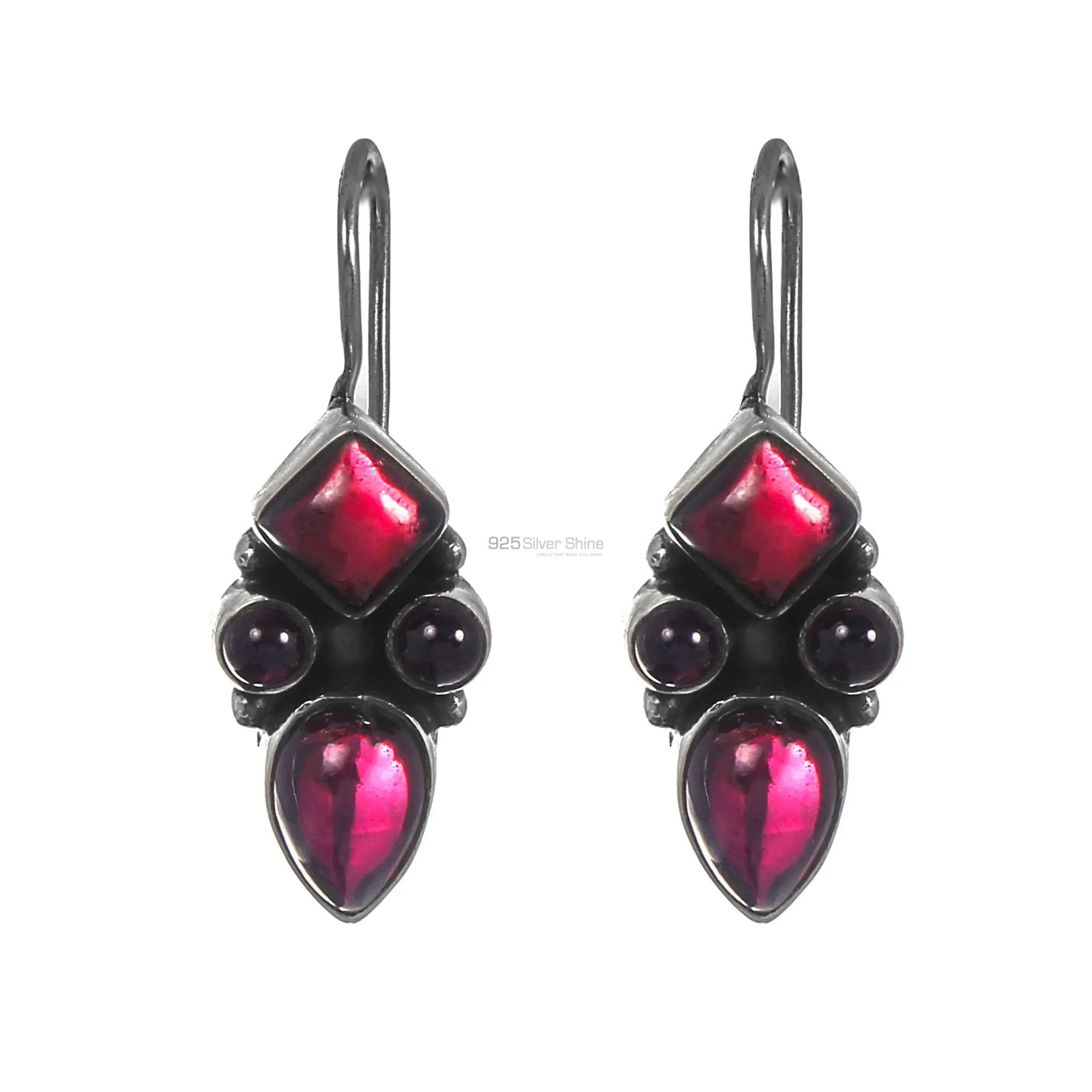 Handmade World Wide Sterling Silver Earring In Natural Garnet Gemstone Jewelry 925SE199