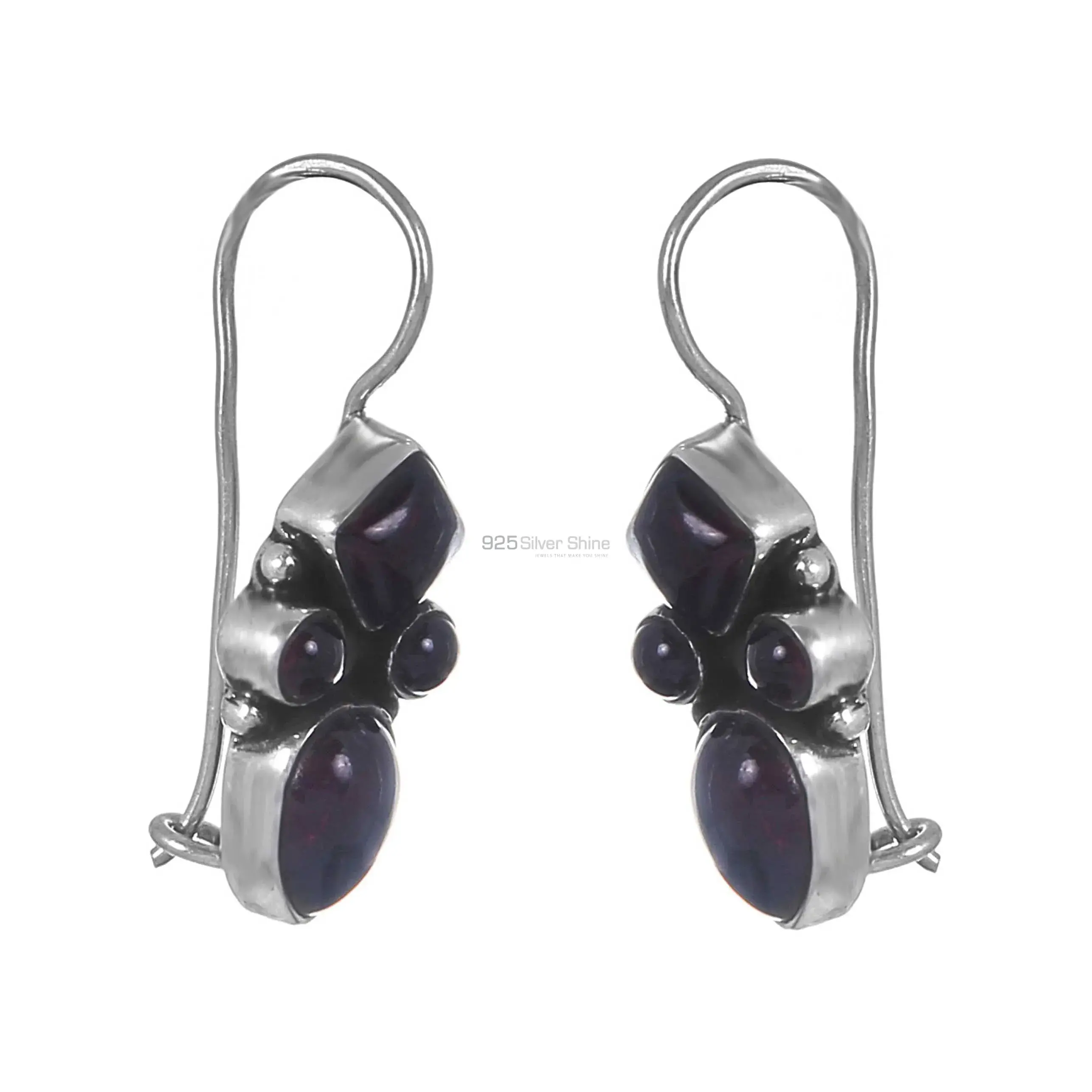 Handmade World Wide Sterling Silver Earring In Natural Garnet Gemstone Jewelry 925SE199_0