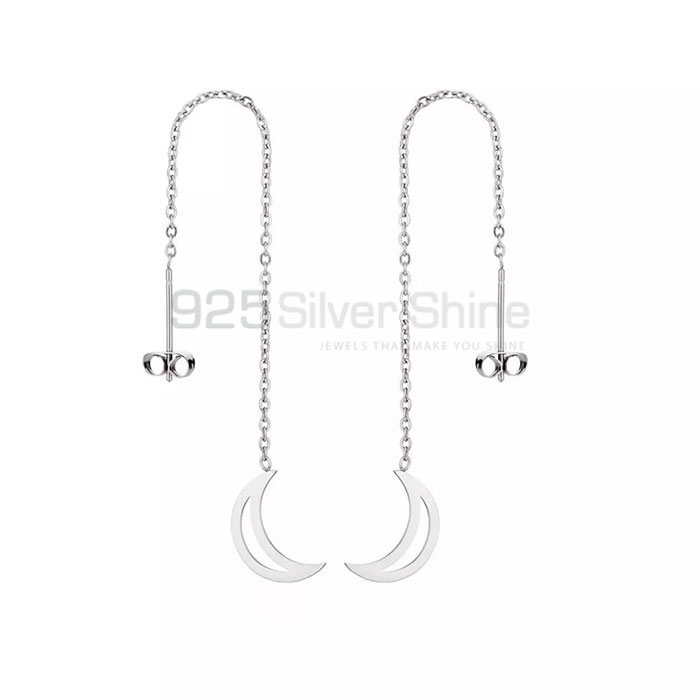 Handmade Designer Moon Chain Earring In Sterling Silver MOME386