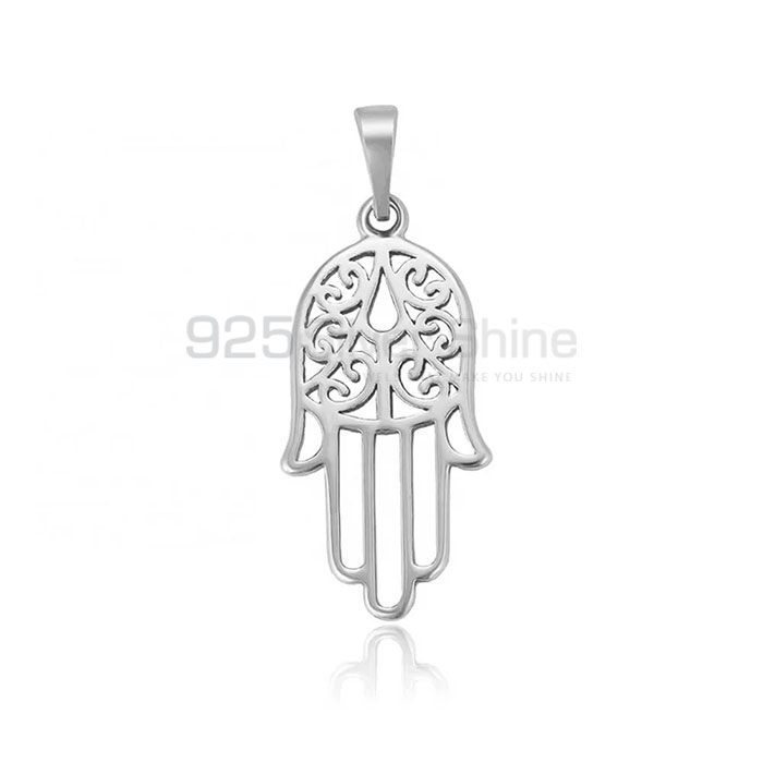 Handmade Small Hamsa Charm Pendant In Sterling Silver HMMN309