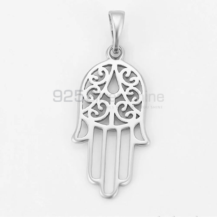 Handmade Small Hamsa Charm Pendant In Sterling Silver HMMN309_0