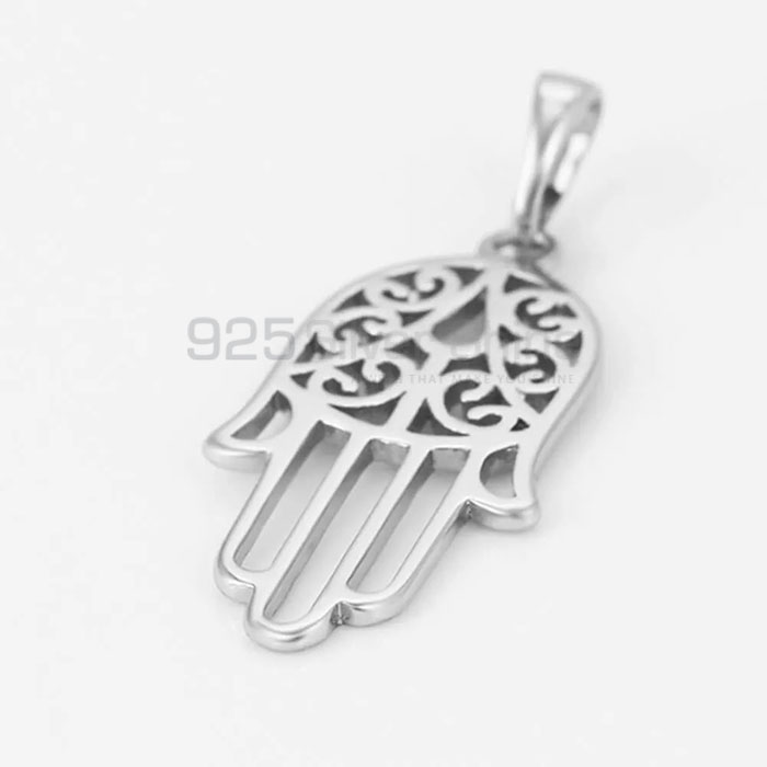 Handmade Small Hamsa Charm Pendant In Sterling Silver HMMN309_1