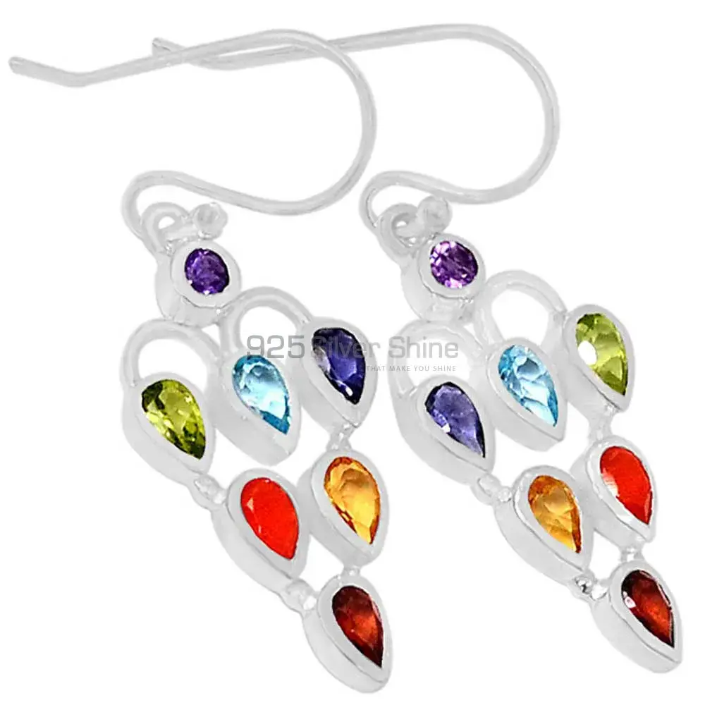 Healing Chakra Earring With Sterling Silver Gemstone Jewelry 925CE02