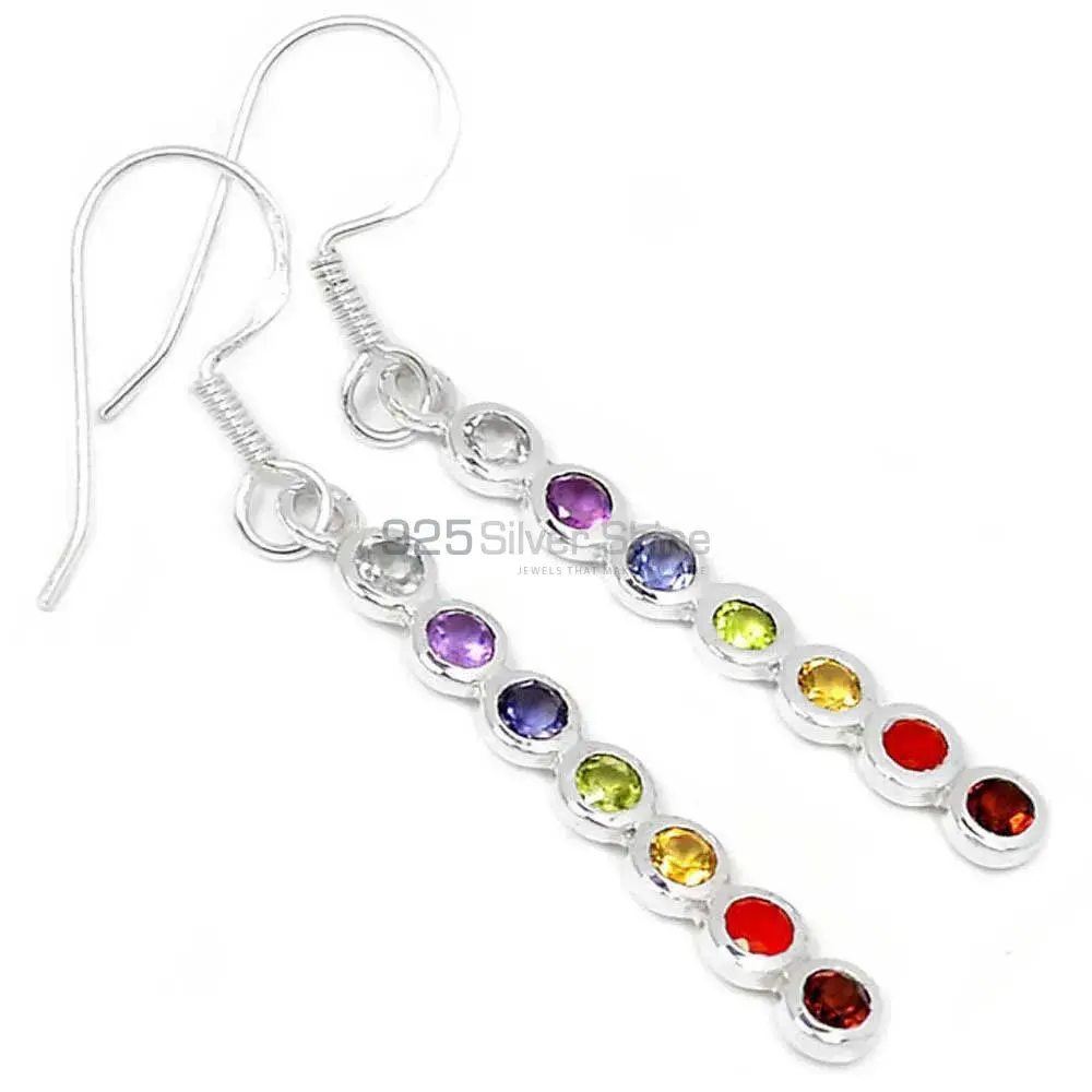 Healing Chakra Gemstone Earring With Sterling Silver Jewelry 925CE06