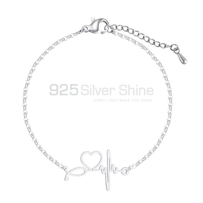 Heart Beat Minimalist Sterling Silver Chain Bracelet HBMB314