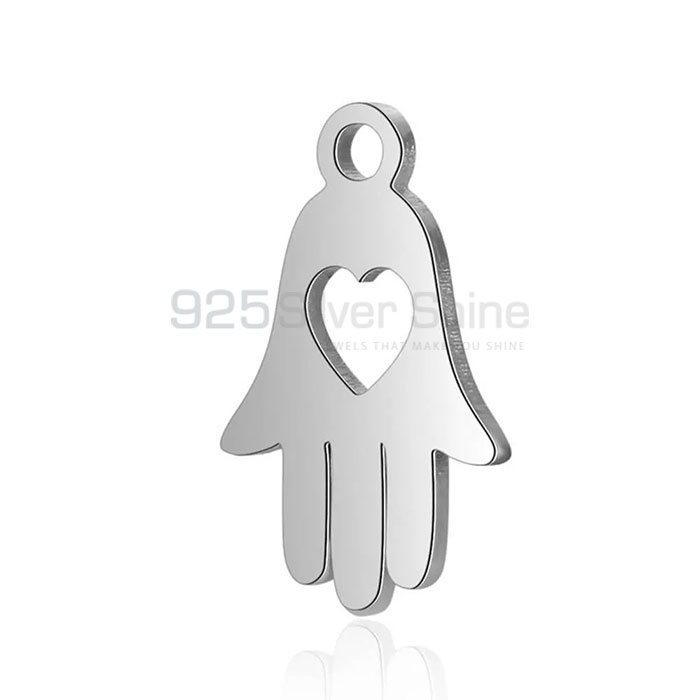 Heart Cut Hamsa Charm Pendant In 925 Sterling Silver HMMN311