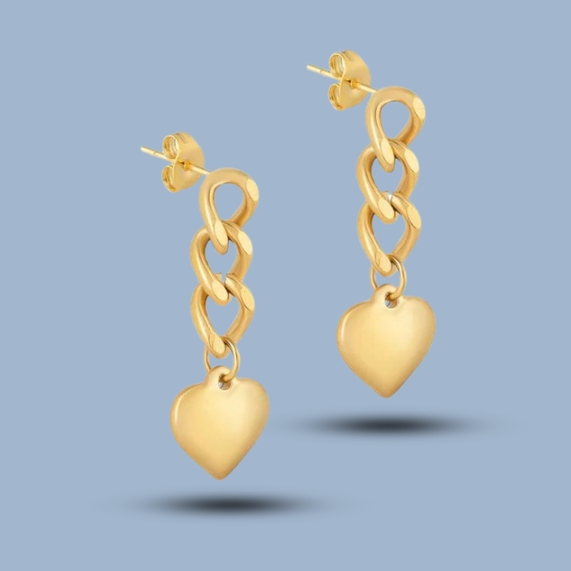 Heart Love Charm Chain 925 Sterling Silver Stud Earring 925She197