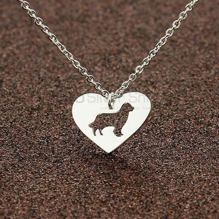Heart Pit Bull Necklace, Animal Minimalist Necklace In 925 Sterling Silver AMN108_1