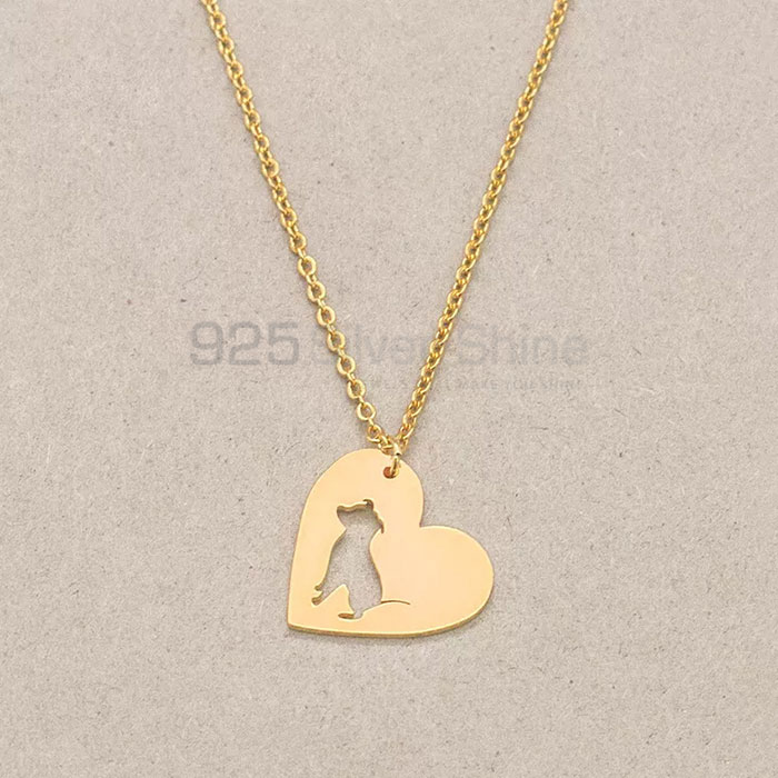 Heart Pit Bull Necklace, Animal Minimalist Necklace In 925 Sterling Silver AMN106