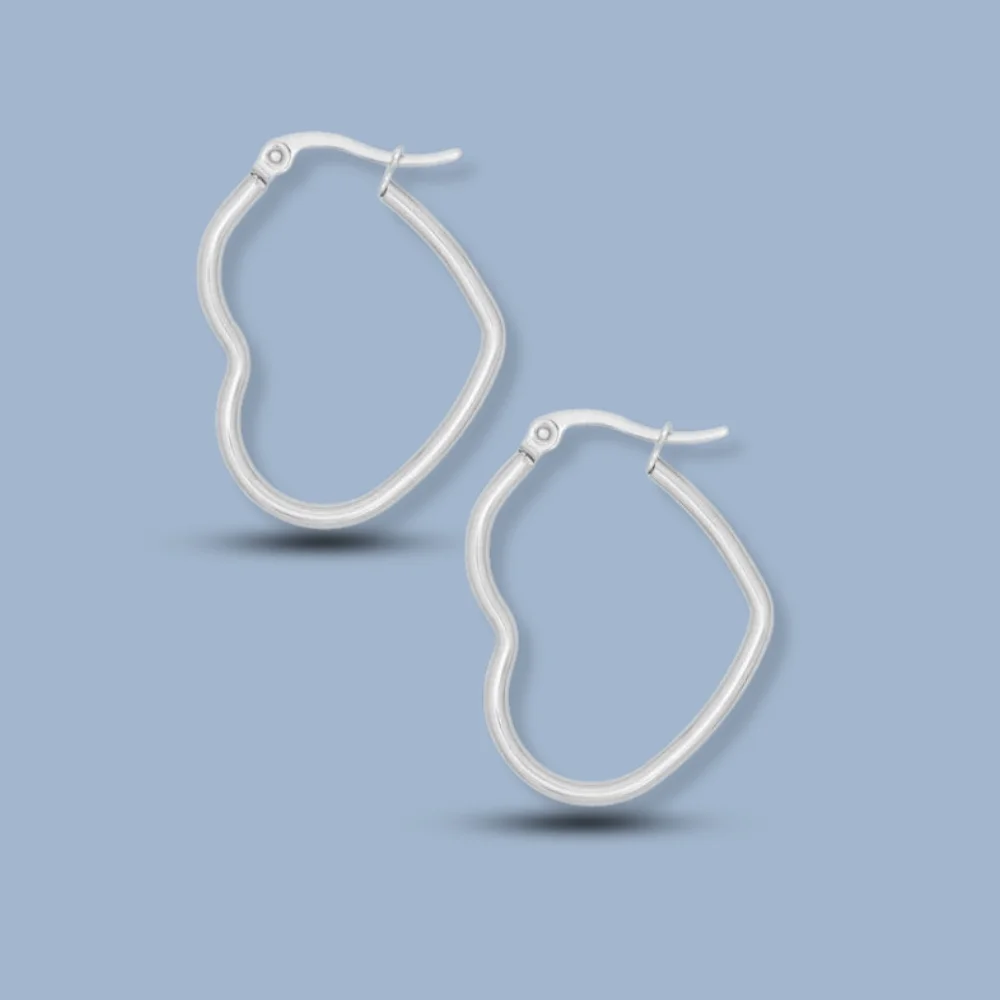 Heart Shape 925 Sterling Silver irregular hoop earring 925SHE102_0