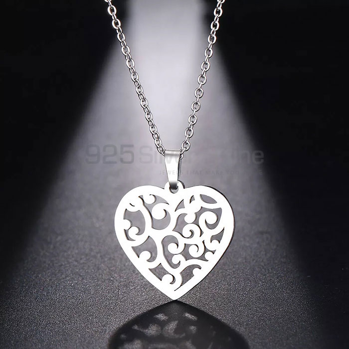 Heart Shape Filigree Design 925 Sterling Silver Necklace FGMN175