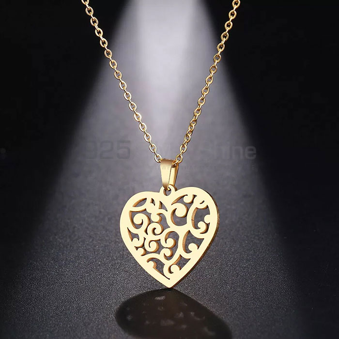 Heart Shape Filigree Design 925 Sterling Silver Necklace FGMN175_0