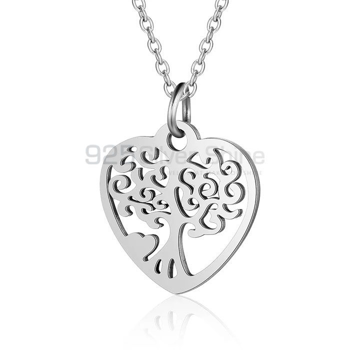 Heart Shape Tree Of Life Necklace In Sterling Silver TLMN614