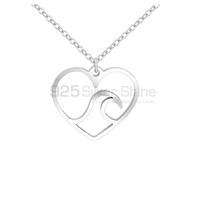 Heart Shape Water Wave Pendant Necklace In 925 Silver WWMN641