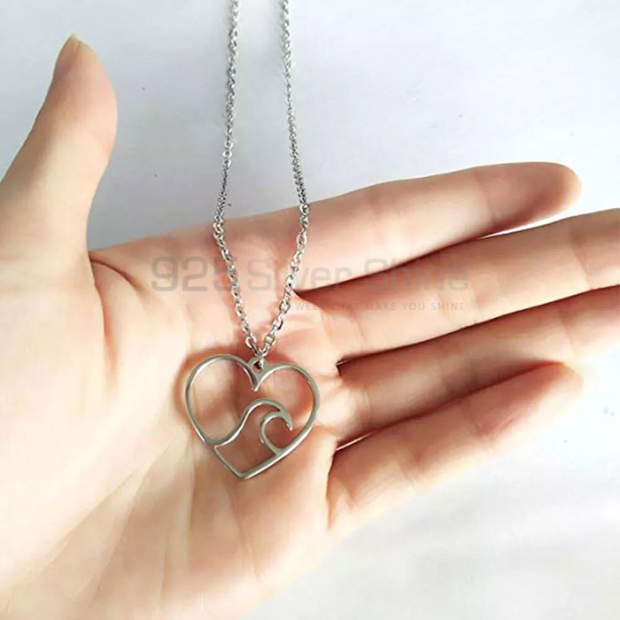Heart Shape Water Wave Pendant Necklace In 925 Silver WWMN641_0