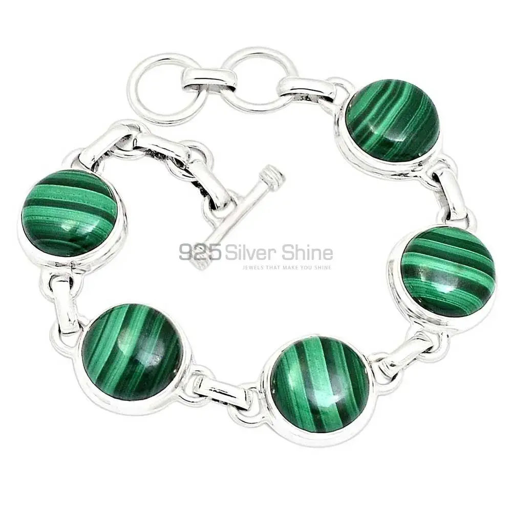 High Quality 925 Fine Silver Bracelets Suppliers In Malachite Gemstone Jewelry 925SB272-1