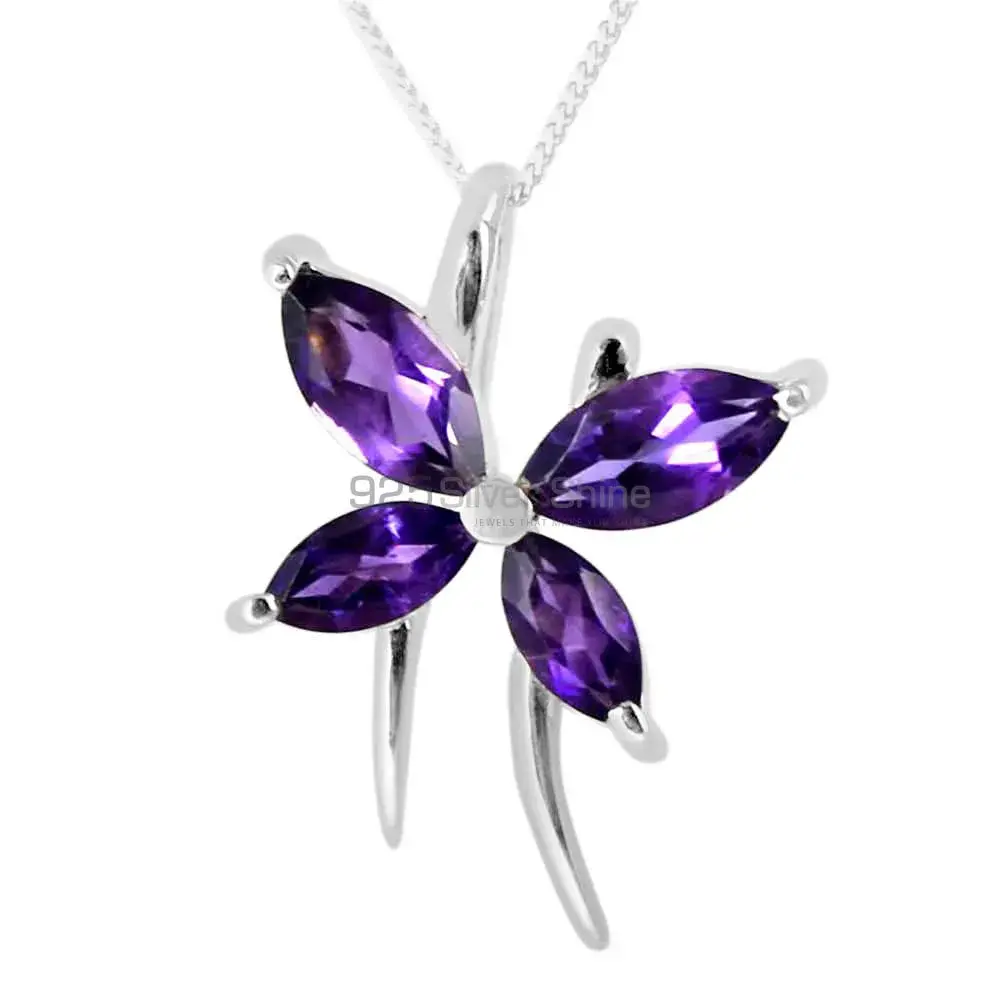 925 Fine Silver Pendants In Amethyst Gemstone Jewelry 925SP223-2_0