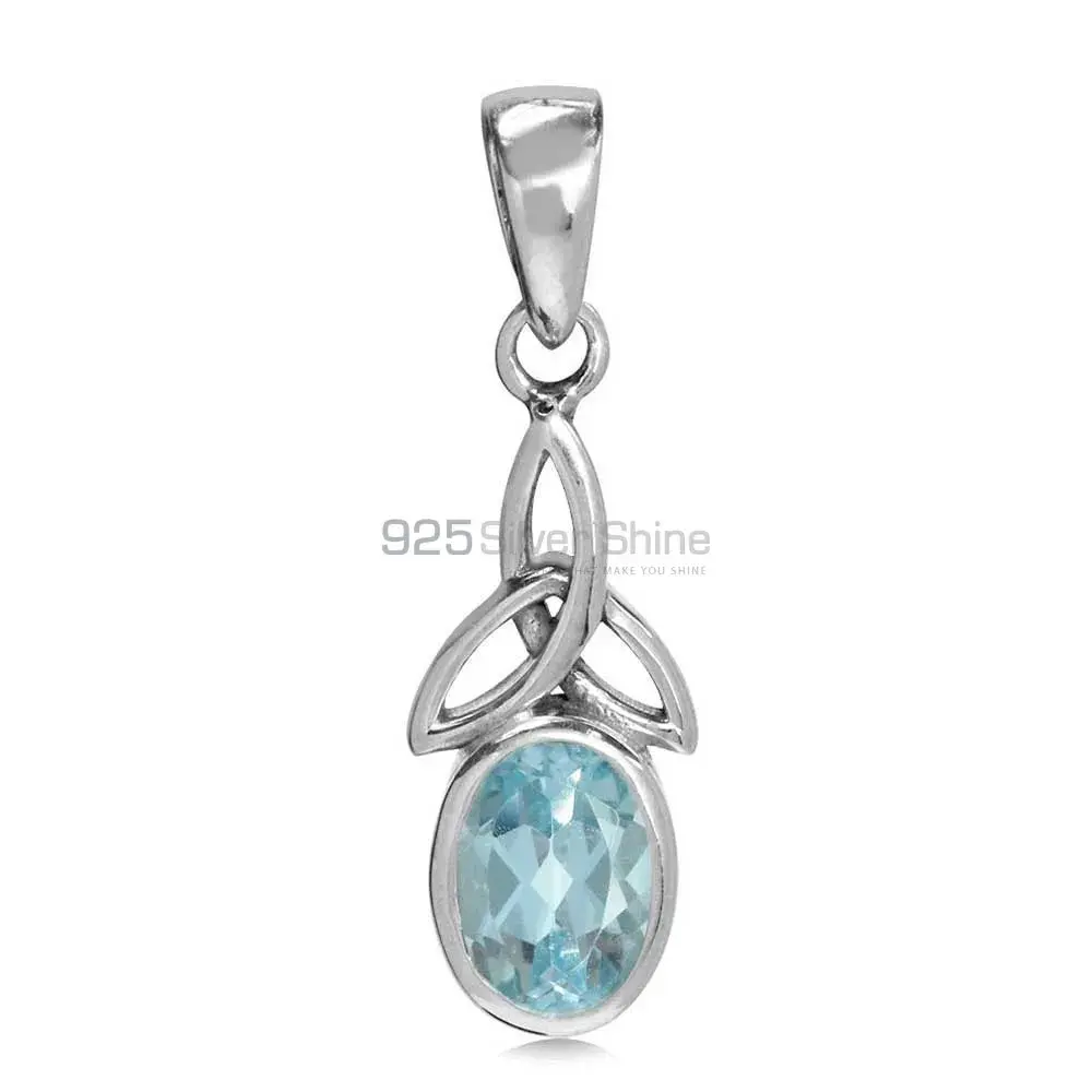 High Quality 925 Fine Silver Pendants Suppliers In Blue Topaz Gemstone Jewelry 925SP06-4