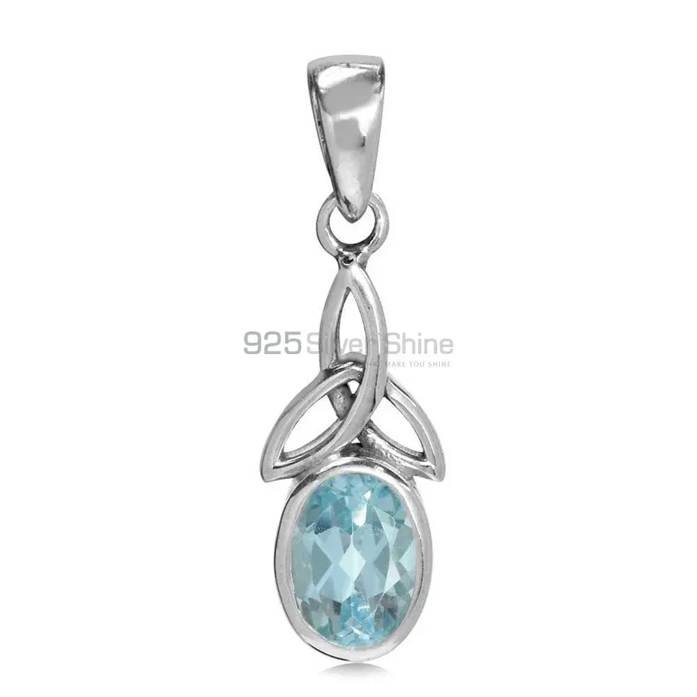 925 Fine Silver Pendants In Blue Topaz Gemstone Jewelry 925SP06-4_0