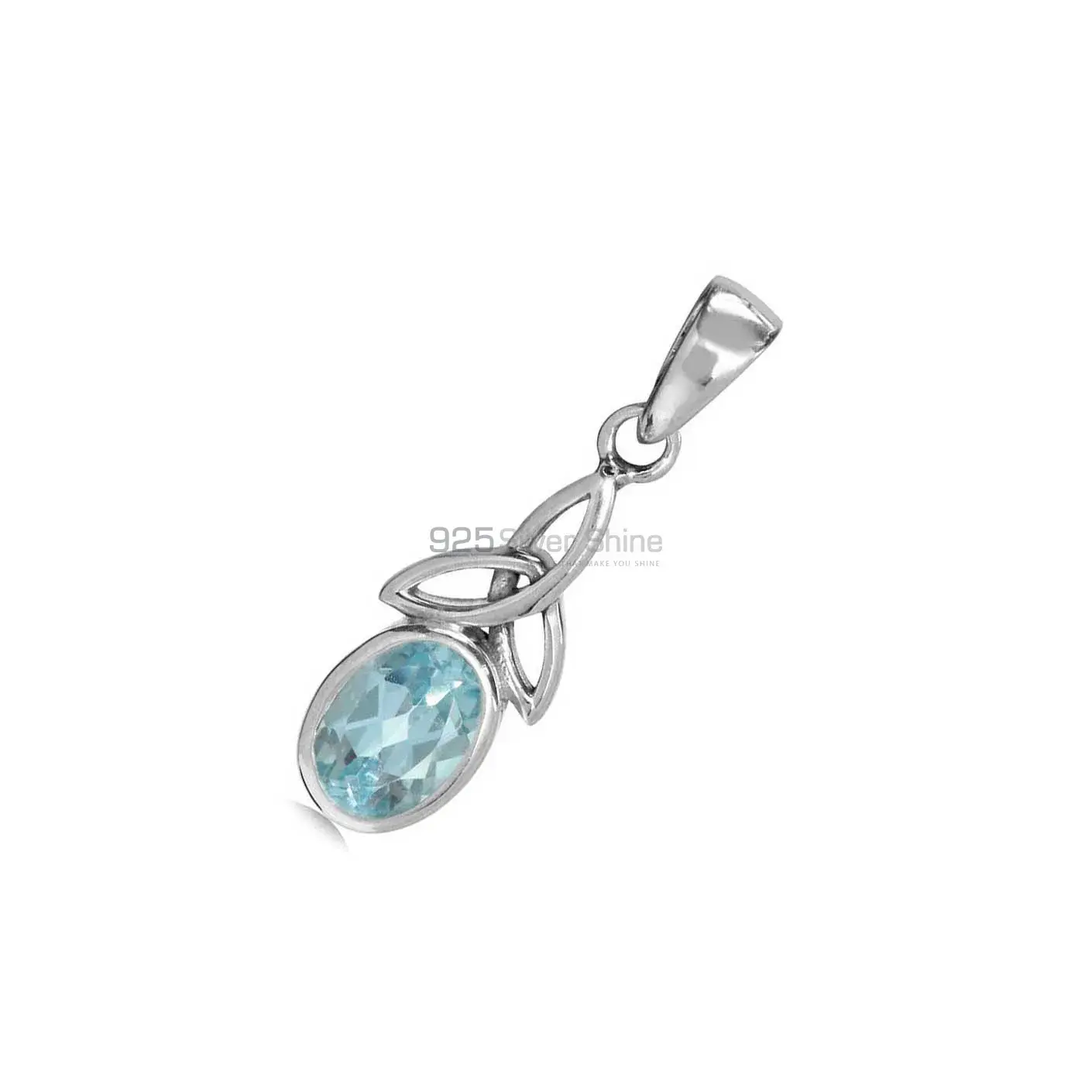 High Quality 925 Fine Silver Pendants Suppliers In Blue Topaz Gemstone Jewelry 925SP06-4_0