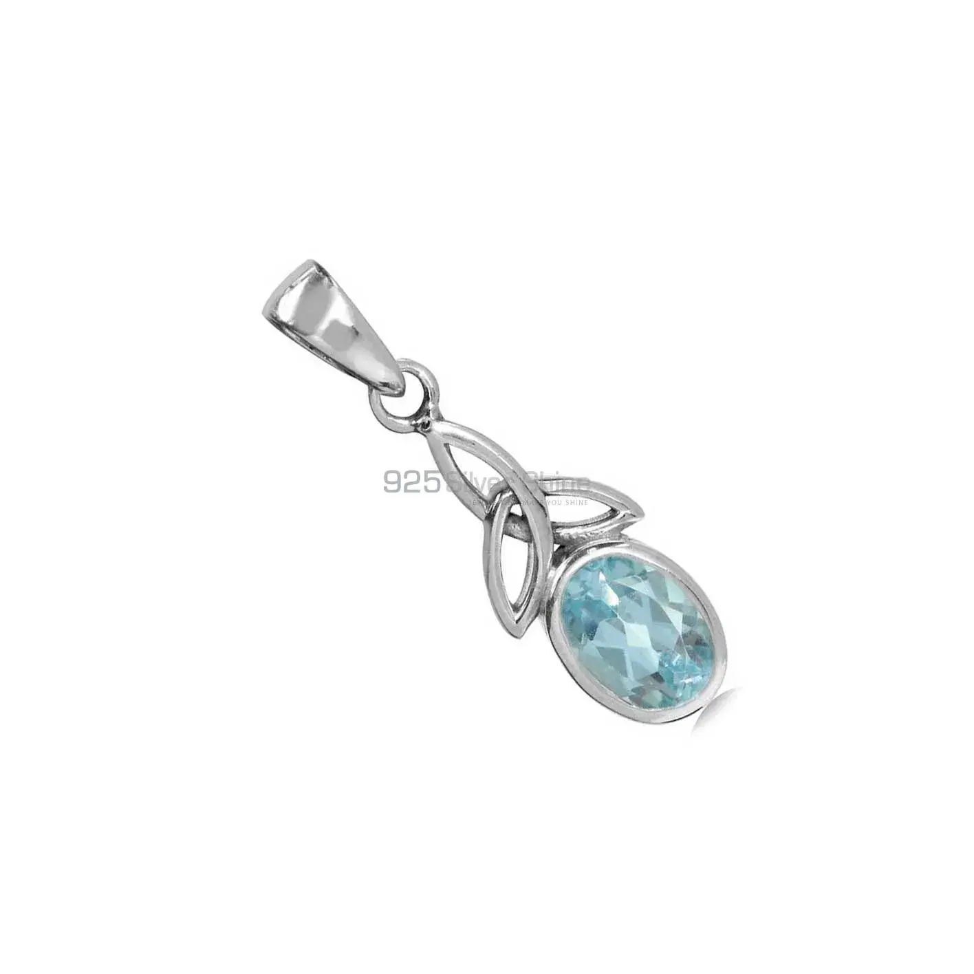925 Fine Silver Pendants In Blue Topaz Gemstone Jewelry 925SP06-4_2