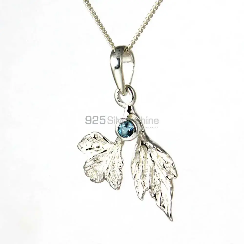 High Quality 925 Fine Silver Pendants Suppliers In Blue Topaz Gemstone Jewelry 925SP254-6