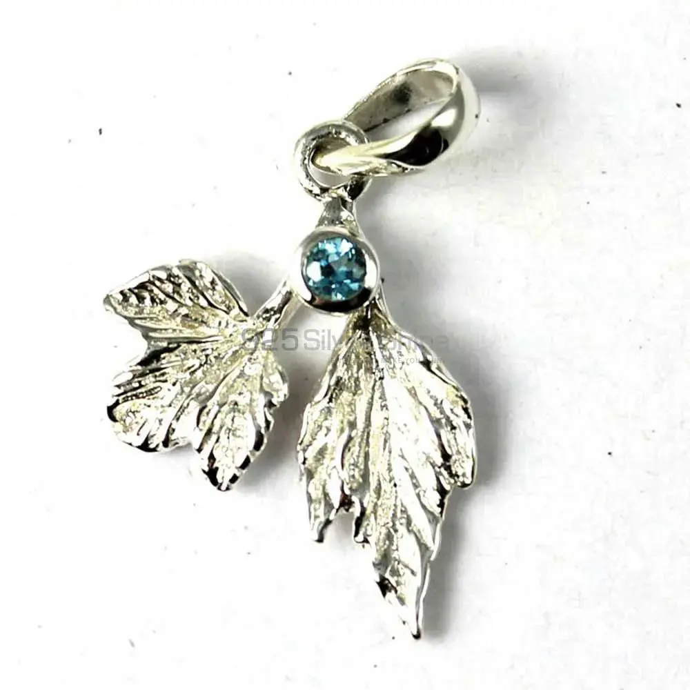 925 Fine Silver Pendants In Blue Topaz Gemstone Jewelry 925SP254-6_0