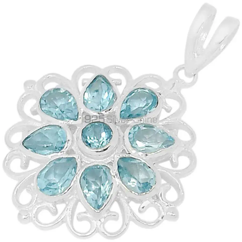 High Quality 925 Fine Silver Pendants Suppliers In Blue Topaz Gemstone Jewelry 925SSP315-2_0