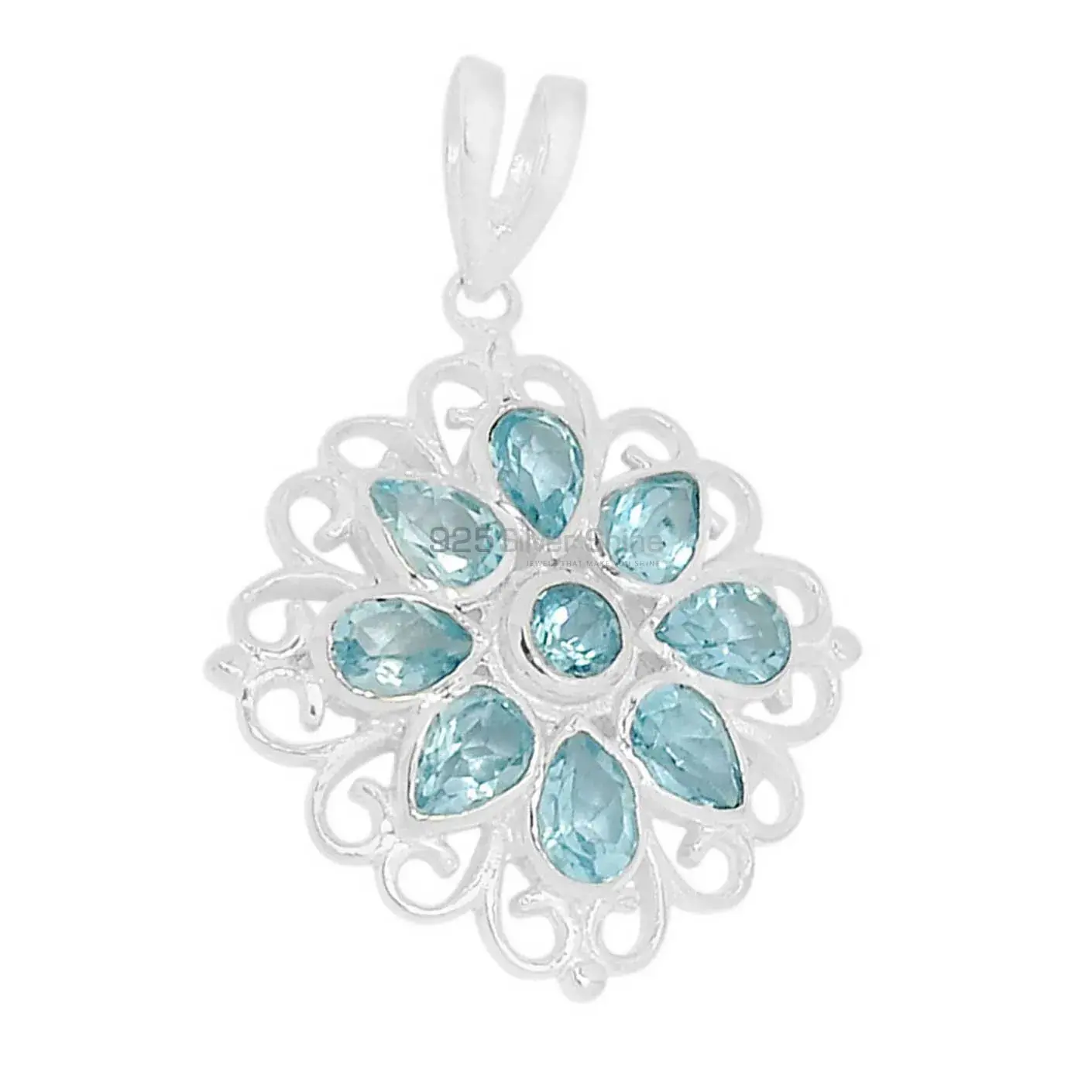 High Quality 925 Fine Silver Pendants Suppliers In Blue Topaz Gemstone Jewelry 925SSP315-2_1