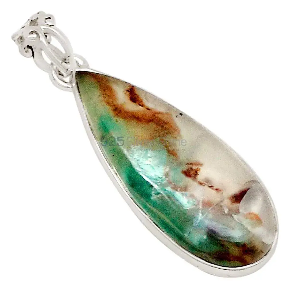 High Quality 925 Fine Silver Pendants Suppliers In Chrysoprase Gemstone Jewelry 925SP195
