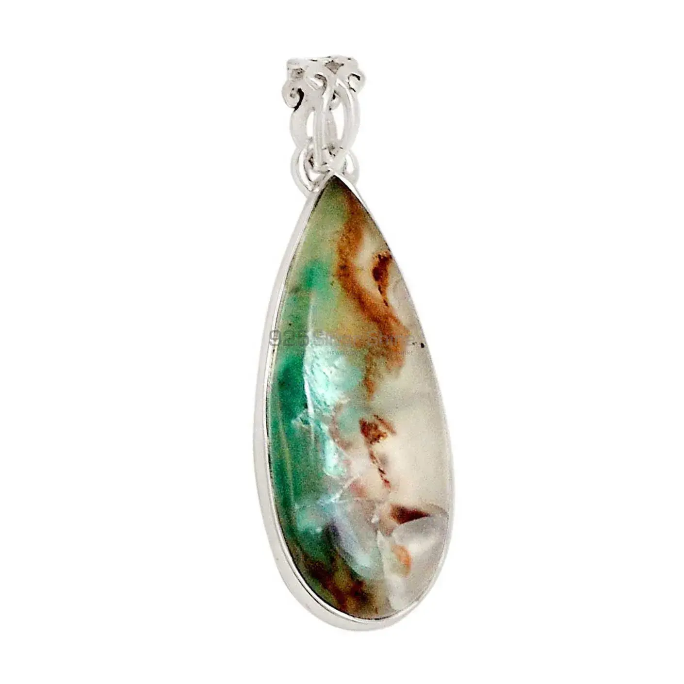 High Quality 925 Fine Silver Pendants Suppliers In Chrysoprase Gemstone Jewelry 925SP195_1