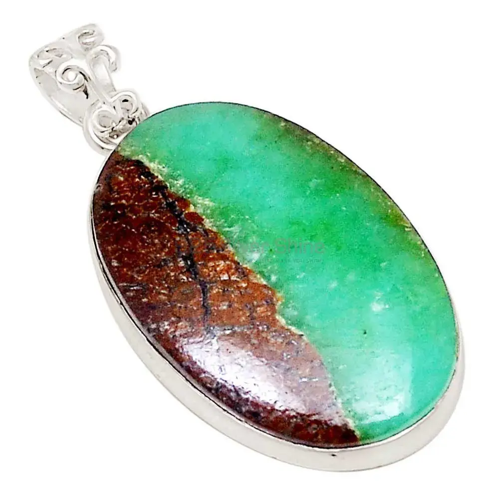 High Quality 925 Fine Silver Pendants Suppliers In Chrysoprase Gemstone Jewelry 925SP195_2