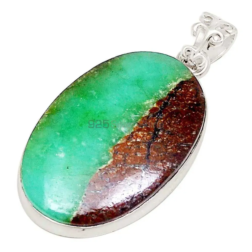 High Quality 925 Fine Silver Pendants Suppliers In Chrysoprase Gemstone Jewelry 925SP195_3