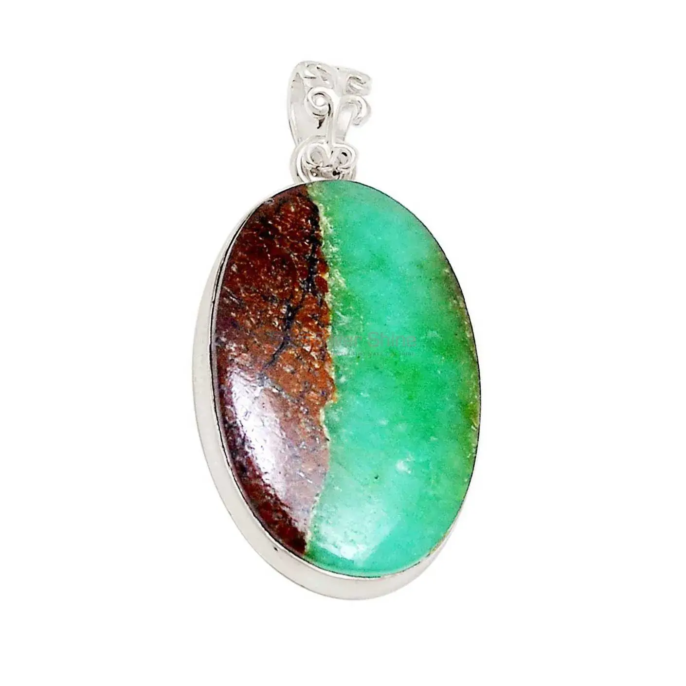 High Quality 925 Fine Silver Pendants Suppliers In Chrysoprase Gemstone Jewelry 925SP195_4