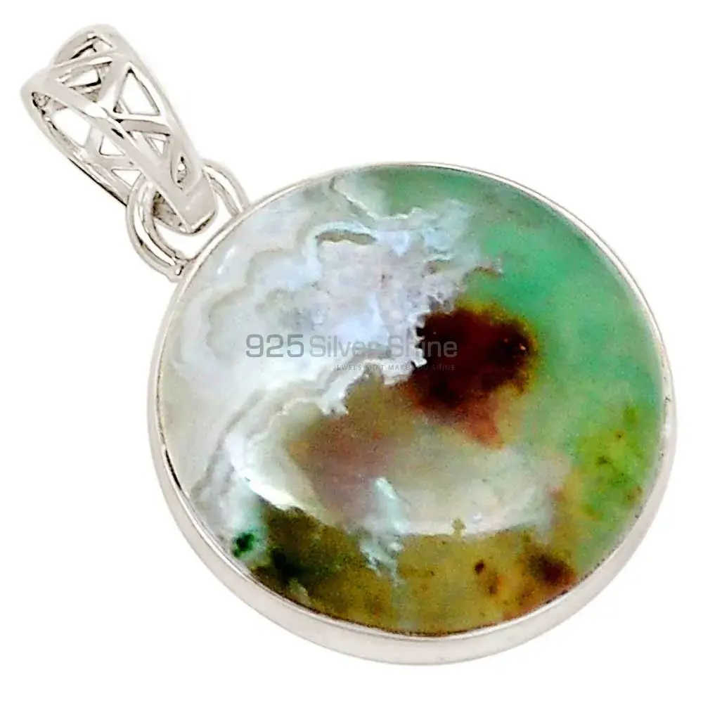 High Quality 925 Fine Silver Pendants Suppliers In Chrysoprase Gemstone Jewelry 925SP195_5
