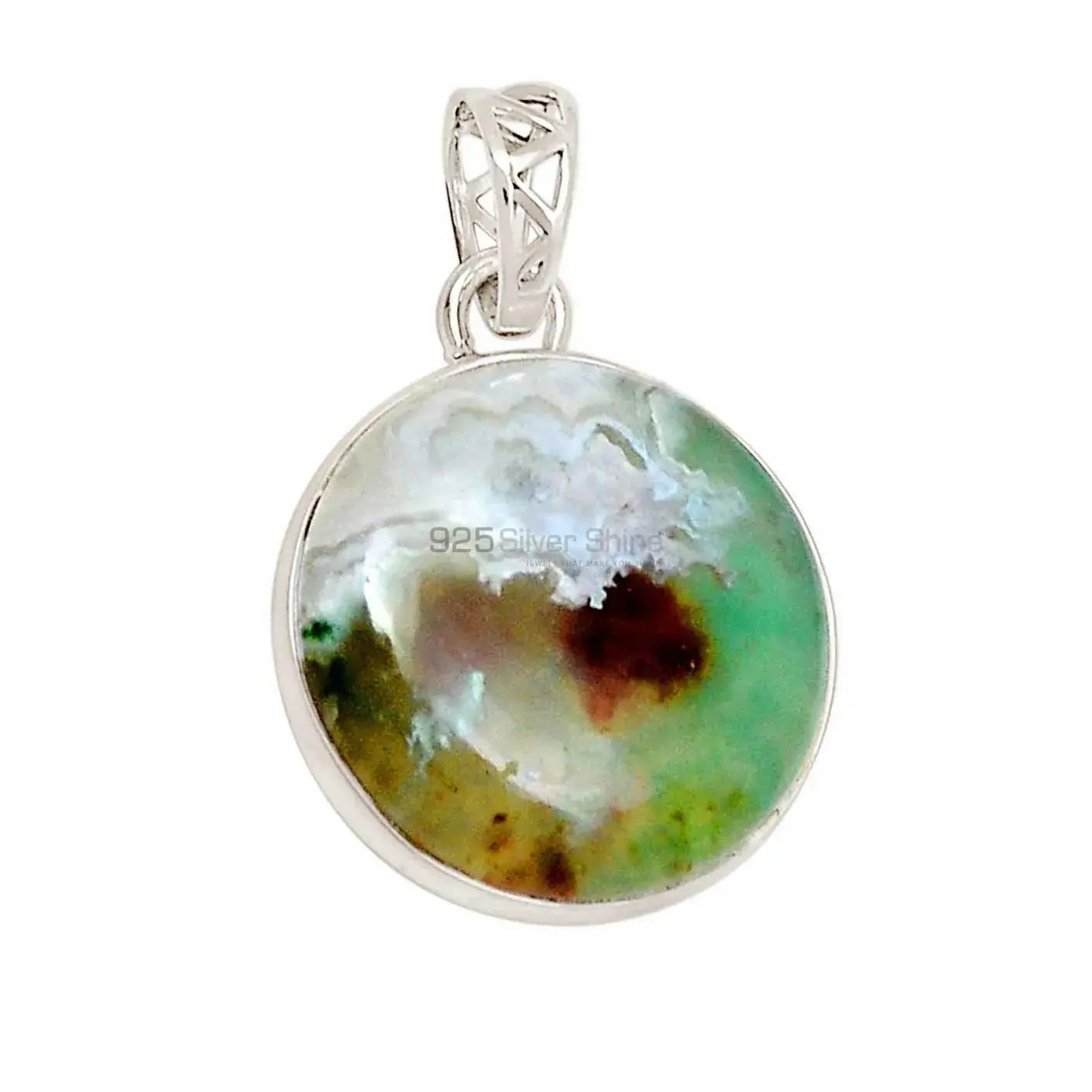 High Quality 925 Fine Silver Pendants Suppliers In Chrysoprase Gemstone Jewelry 925SP195_7