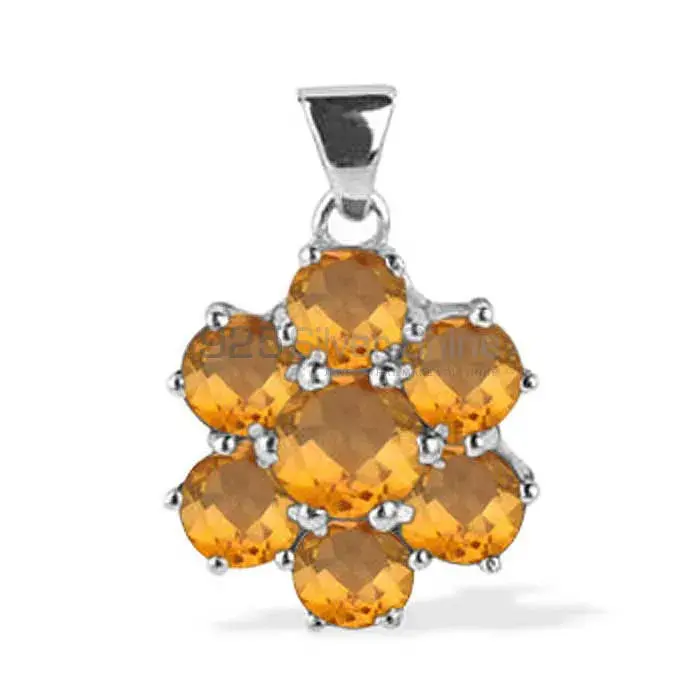 High Quality 925 Fine Silver Pendants Suppliers In Citrine Gemstone Jewelry 925SP1630