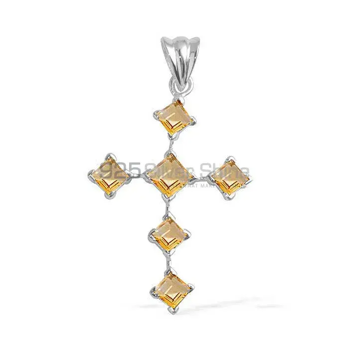 High Quality 925 Fine Silver Pendants Suppliers In Citrine Gemstone Jewelry 925SP1680